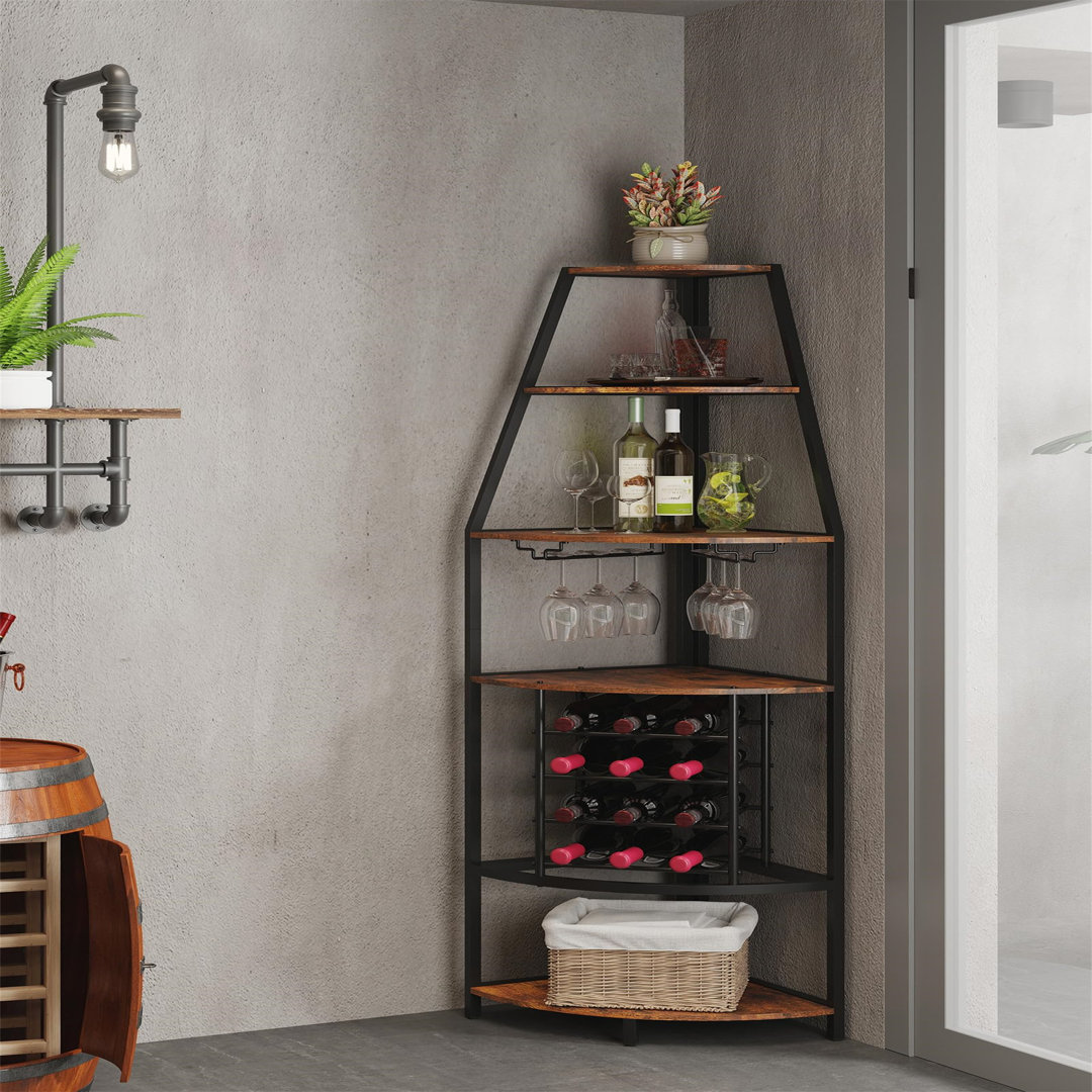 Open Shelving Wine Bottle Rack Brown