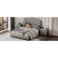 Structure de lit tapissier grand avec rivet - tête de lit en velours ornée, confortable et élégante, tête de lit moderne de 700 lb, velours gris, structure en contreplaqué, support