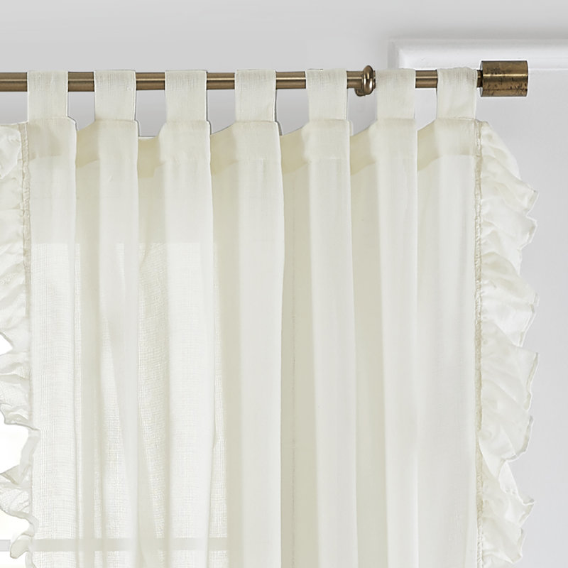 Guyette 100% Cotton Semi Sheer Single Curtain Panel, 52" x 84", Ivory