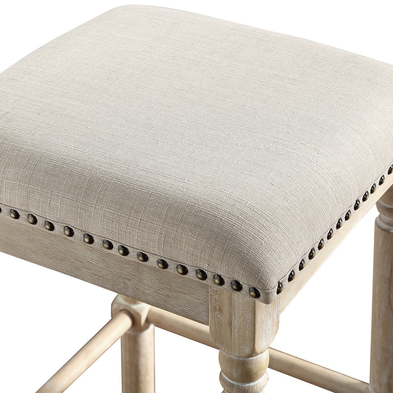 Tabouret rembourré à hauteur de comptoir, Beige, Beige