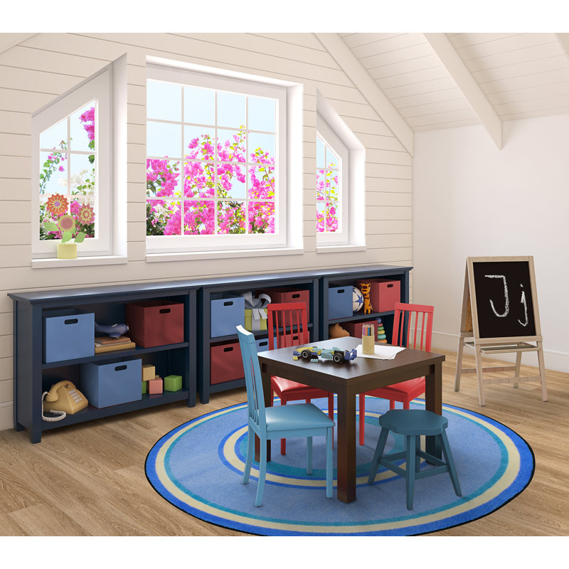 Tapis bleu Ripples Boy par Joy Carpets, Rond 5 pi 4 po