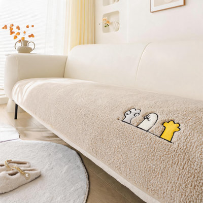 1PC Modern Minimalist Lamb Fleece Sofa Cushion, Pet‑Friendly, Anti‑Slip  Wear‑Resistant Plush Seat Pad Protector, For Bedroom, Office, Living Room Ho
