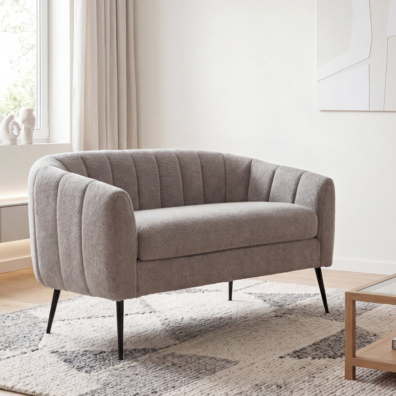 2 Seater Chenille Loveseat, Gray
