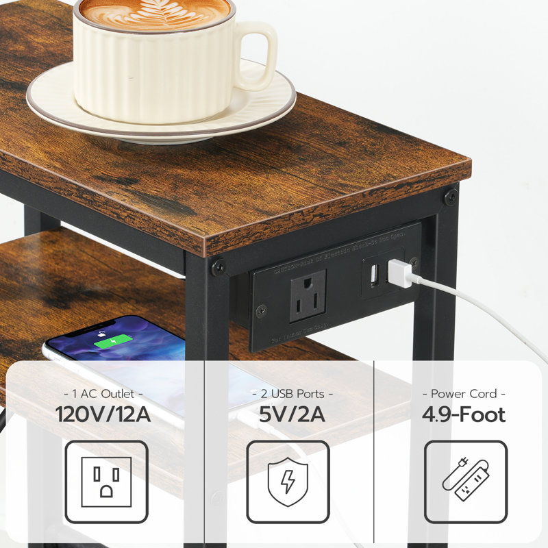 Skinny End Table with Charging Station
