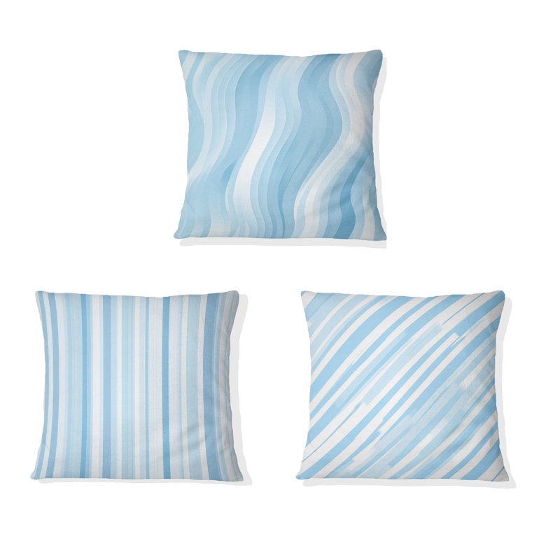 Coussin bleu et blanc Glacier Lines - Imprimé bleu côtier, 18"H x 18"W