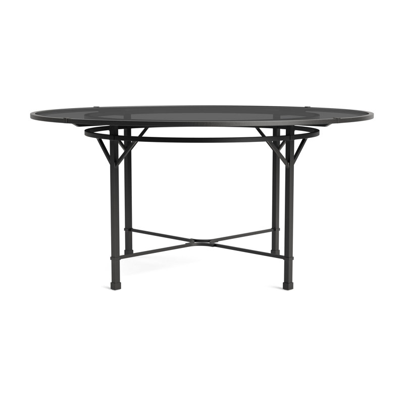 Venetian Outdoor Round Dining Table, Textured Pewter