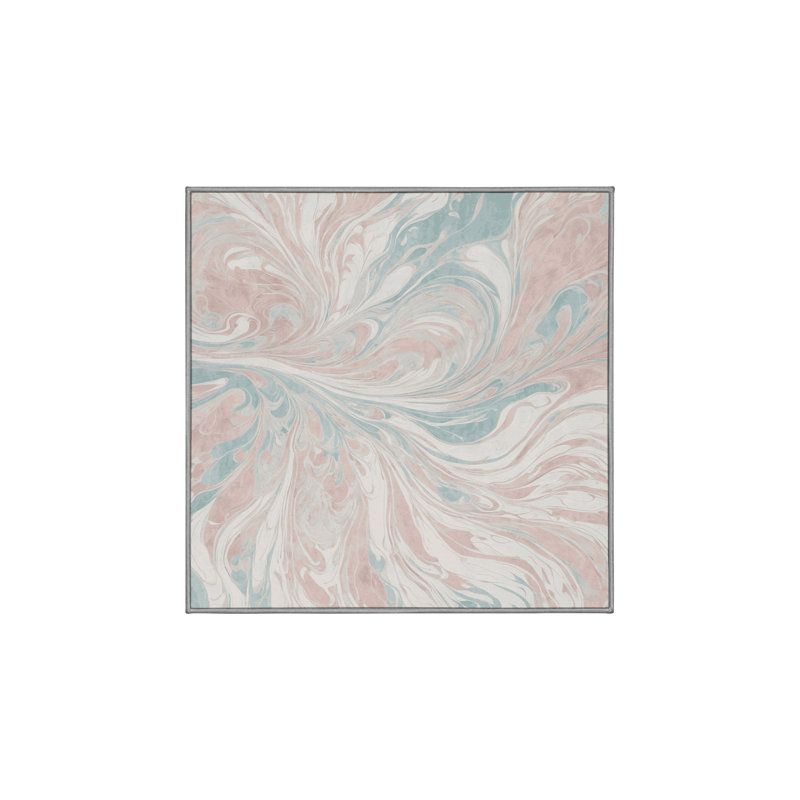Machine Washable Gray Area Rug, Square 7'