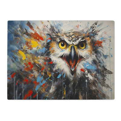 Owl Action  Glass Chopping Board