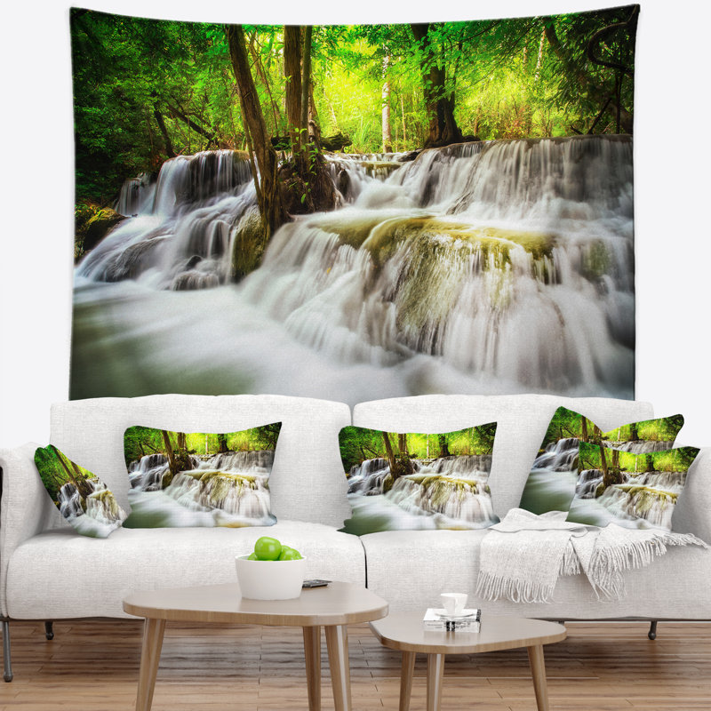Paysage niveau cinq de la tapisserie de cascade d'erawan, H 50 po x l 60 po