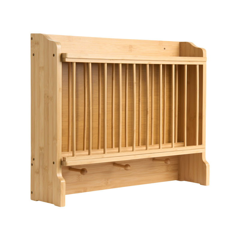 Wall-Mounted Dish Rack MADELEINE Bamboo Light Brown