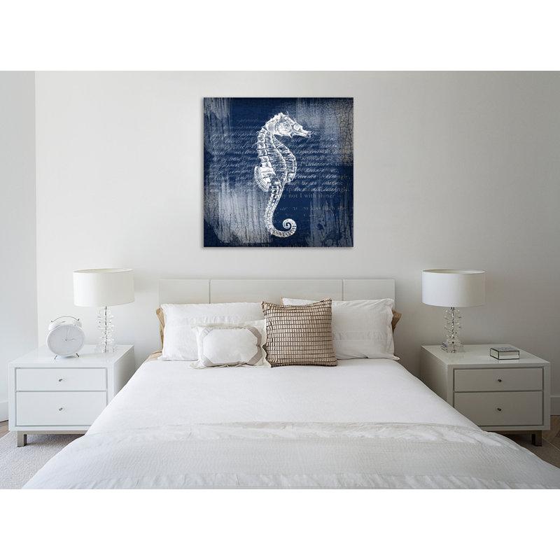 Lula Bijoux Studio Sea Horse On Blue - Wrapped Canvas Print, 48" H x 32" W x 1.5" D