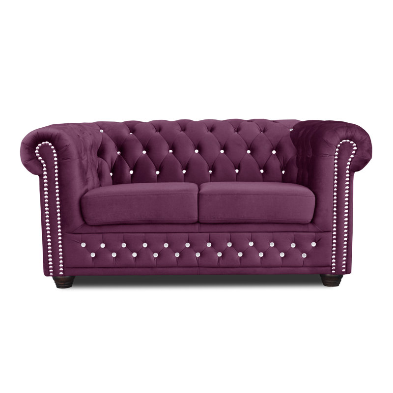 Sade Velvet Loveseat, Purple