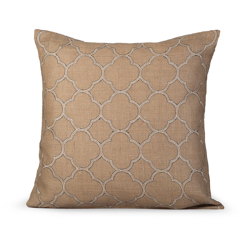 Intricate Burlap Throw Pillow, Natural