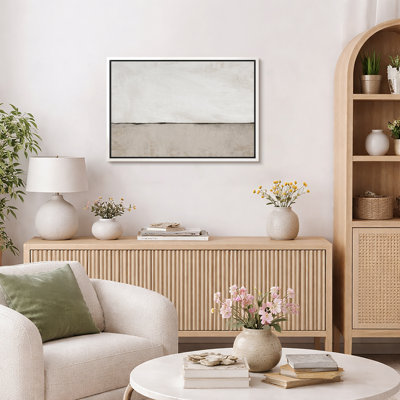 Minimalist "Pastel Beige Tan Abstract Landscape Artwork, Simple Decor Neutral Wall Pictures, Large Framed Canvas Giclee Print Wall Art"