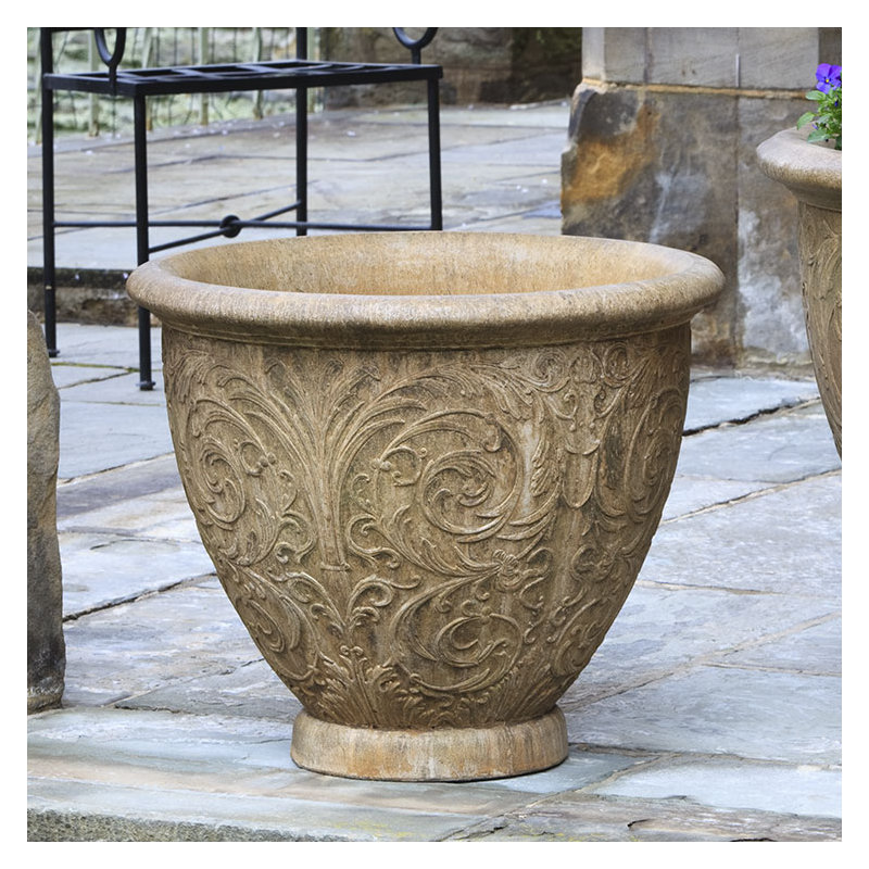 Arabesque Planter, Aged Limestone, Small