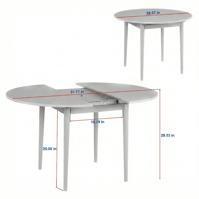 Table de salle à manger extensible, Bois de pin de l'Atlantique