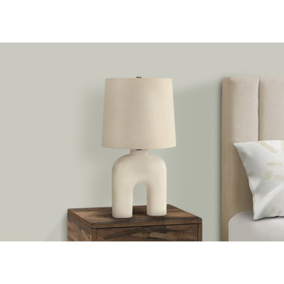 25" Modern Cream Resin Table Lamp with Beige Shade for Elegant Illumination