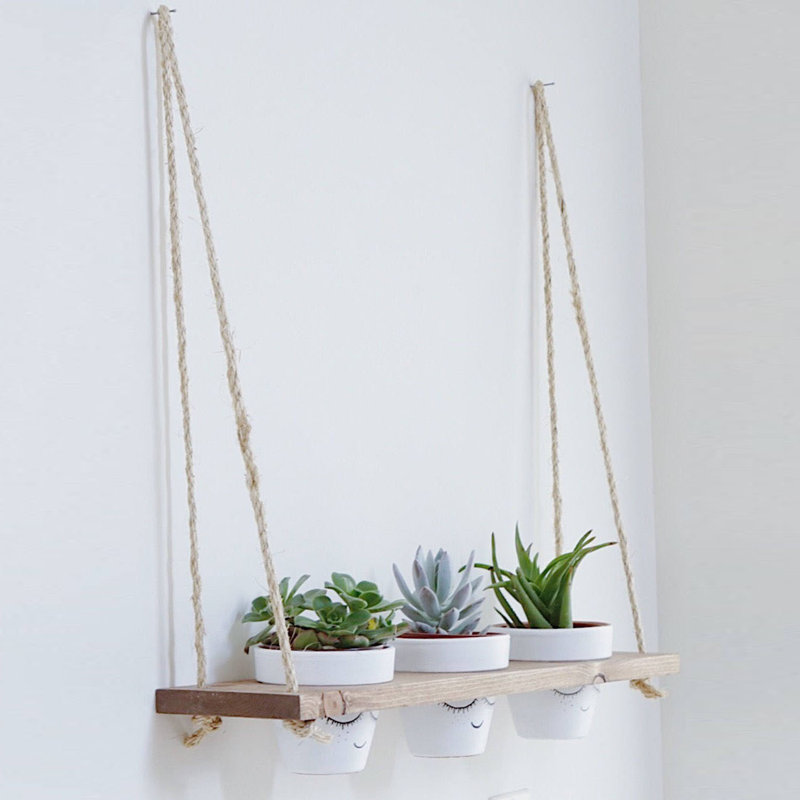 Solid Wood Floating Shelf with Adjustable Shelves