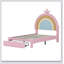 Lit simple tapissier en velours arc-en-ciel avec tiroir de rangement, aucun sommier nécessaire, idéal pour les chambres de princesse-129448254
