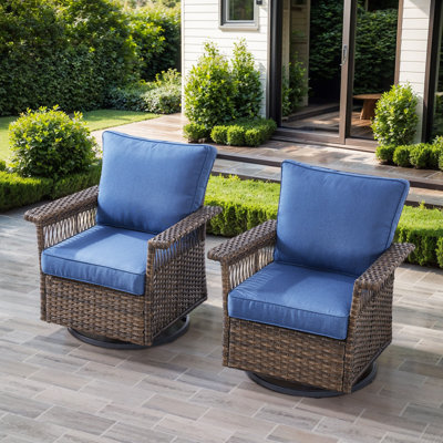 Anferney Outdoor PE Wicker Swivel Patio Rocking Chair With Cushions by Bay Isle Home