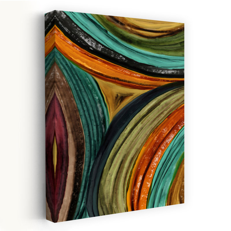 «Warm», art abstrait contemporain contemporain, paysage abstrait, 18" H x 12" W