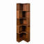 Bibliothèque d'angle moderne, tablette de rangement à 5 niveaux en MDF noyer avec éclairage DEL-117512209