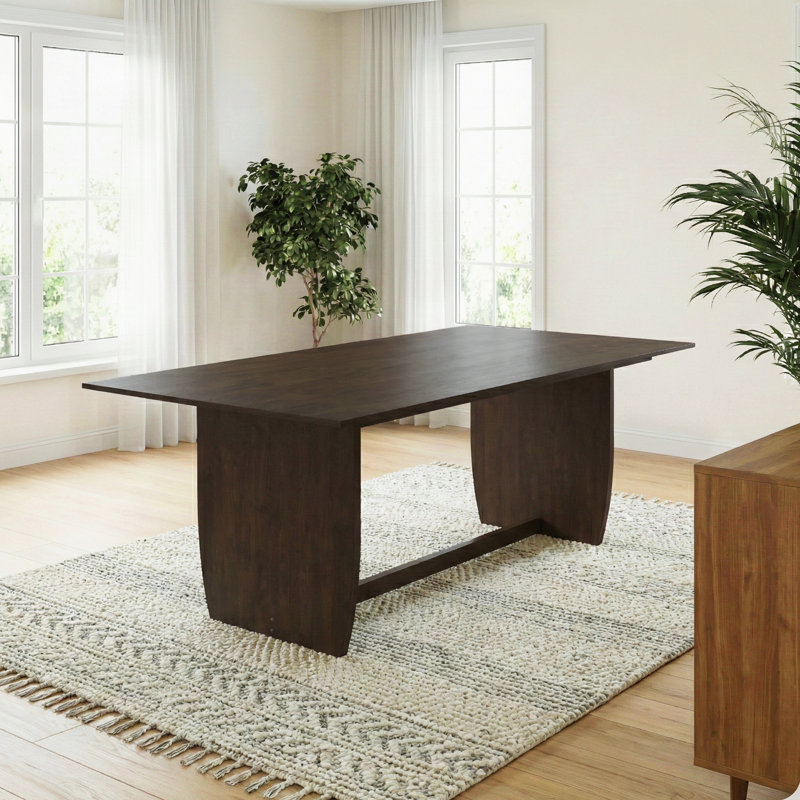Dublin Solid Wood Dining Table with Trestle Base in Warm Walnut Finish