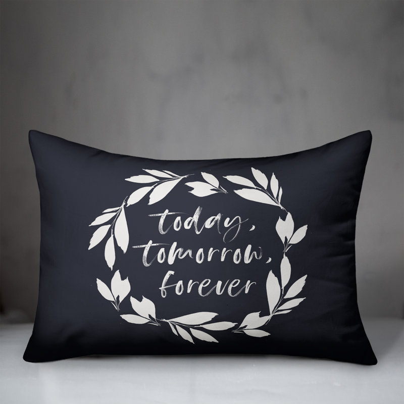 Coussin décoratif intérieur / extérieur en polyester , Bleu marine, H 14 po x l 20 po