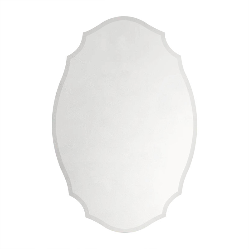 Marlawe Frameless Irregular Oval Medicine Cabinet Mirror with Adjustable Shelves, 30" x 20"