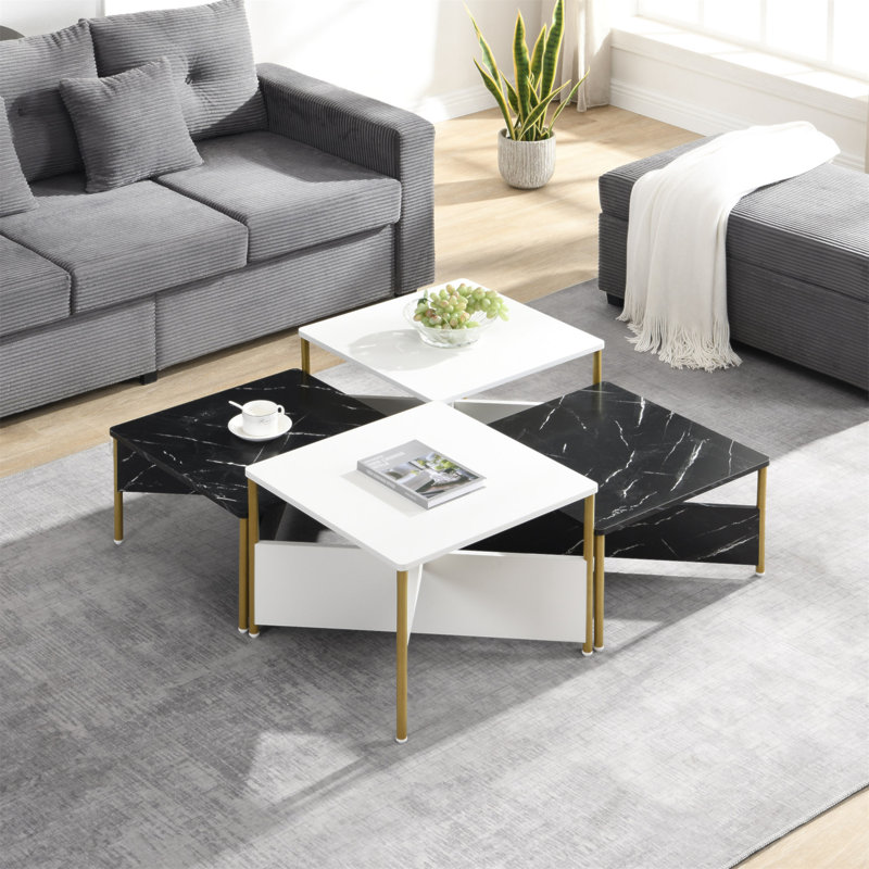Ensemble de tables basses Modern Modern de 4 pièces, Noir