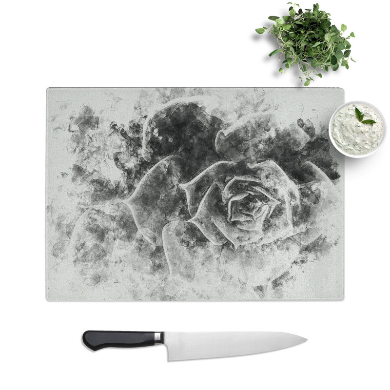 Tempered Glass Succulent Plant Chopping Board, 20 cm x 28.5 cm