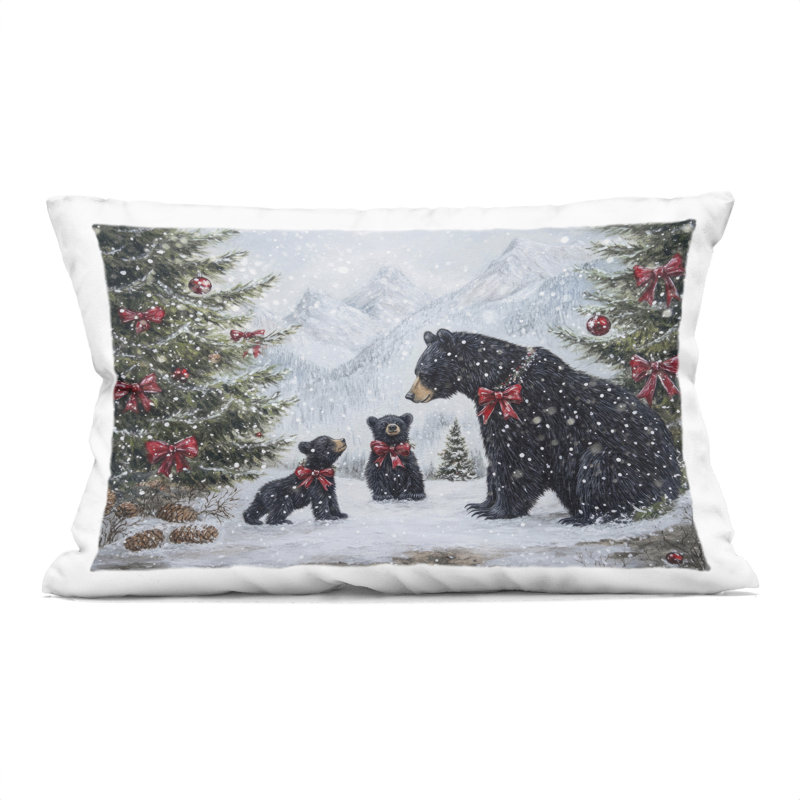Coussin décoratif Christmas Christmas Bears, imprimé par Tina LeCour, 14 x 7 x 20