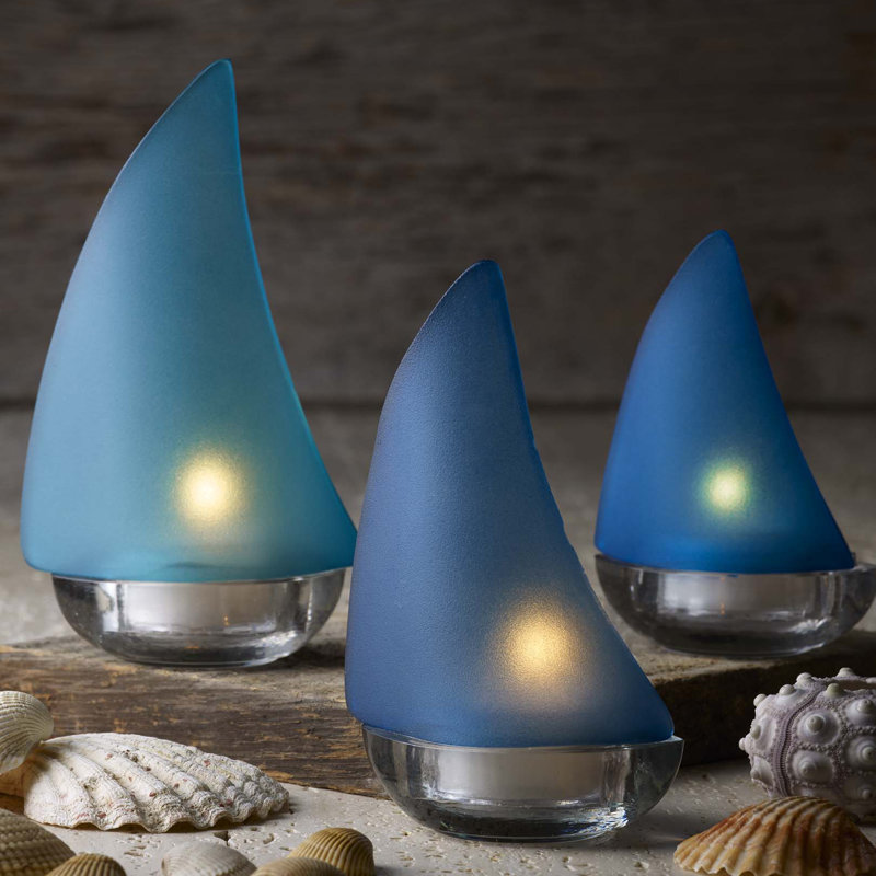 Regatta Glass Tabletop Tealight Holder, Blue