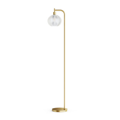 Arched Floor Lamp With Glass Shade, Remote Control And Bulb Included