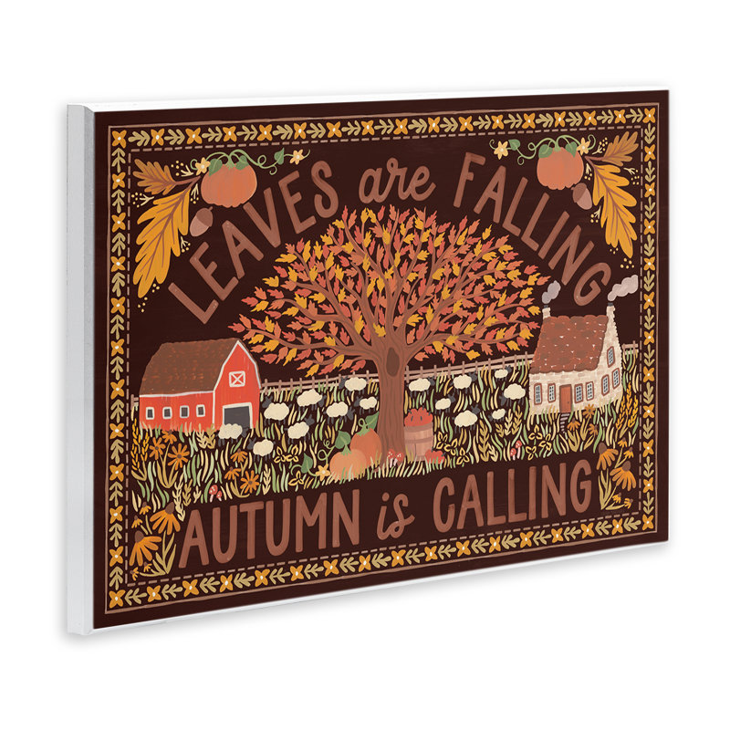 Feuilles tombant sur une toile brune par Laura Marshall, H 10 po x l 15 po