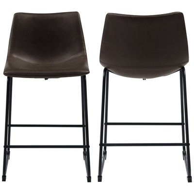 De 2 tabourets bruns et noirs pour la salle à manger - hauteur de comptoir classique et intemporelle en métal élégant