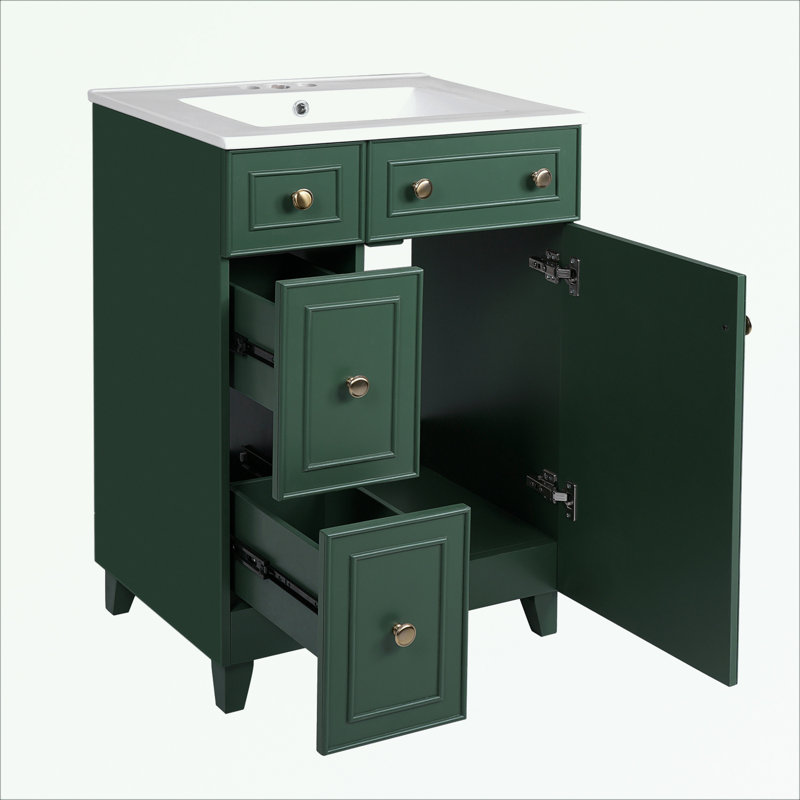 Armoire de salle de bain Madielyn, Green, Doré