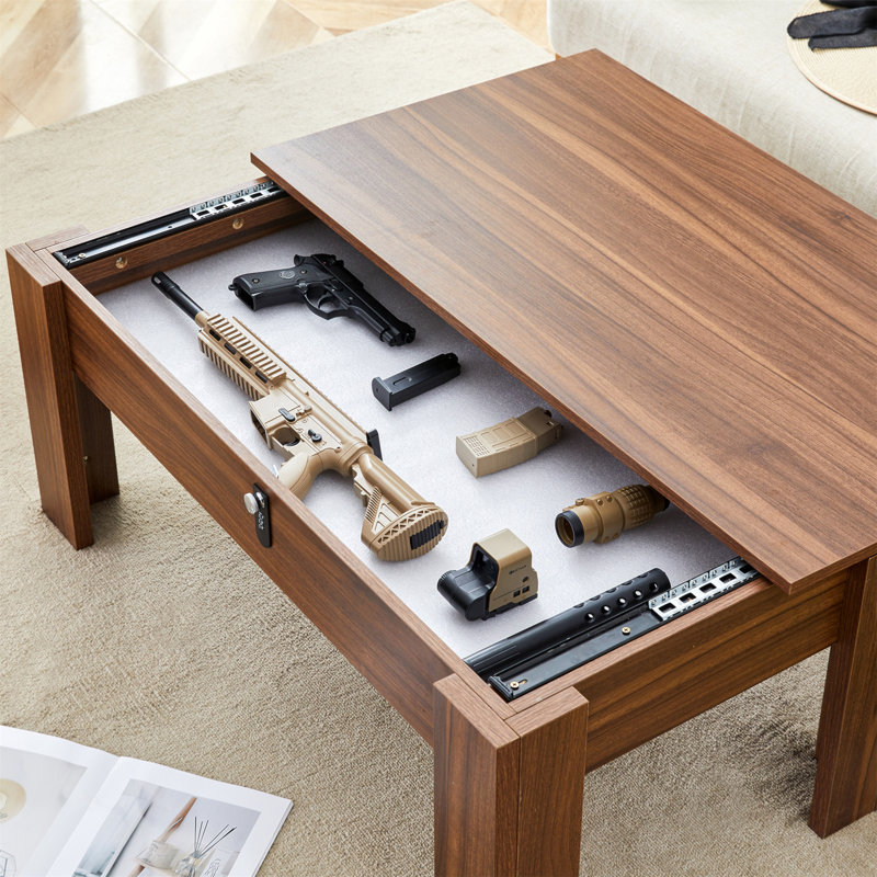 Multi-Functional MDF Combination-Lock Storage Table Designed For Firearms And Wine, Optimizing Space Efficiency.