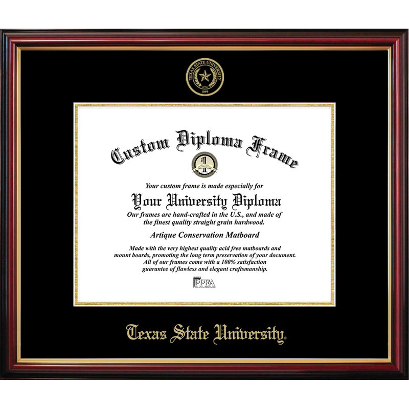 Texas State University Petite Diploma Frame, NCAA Texas State, 14" W x 11" H