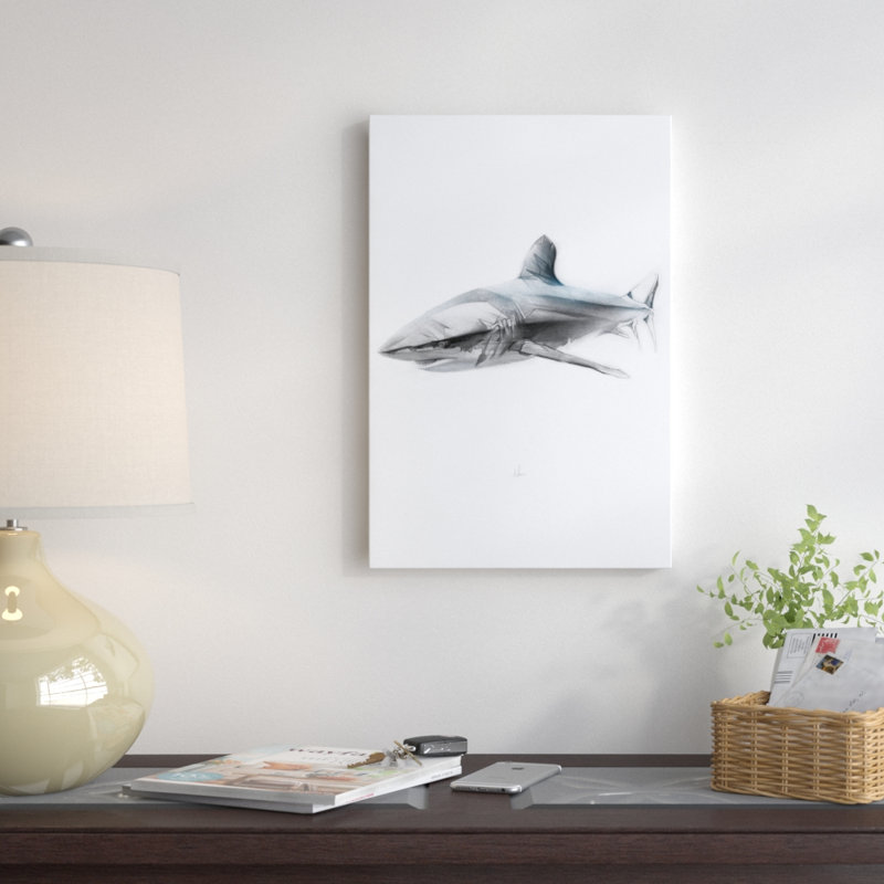 " Shark I " by Alexis Marcou, No Mat, Black Framed Canvas, 26" H x 18" W x 1.5" D