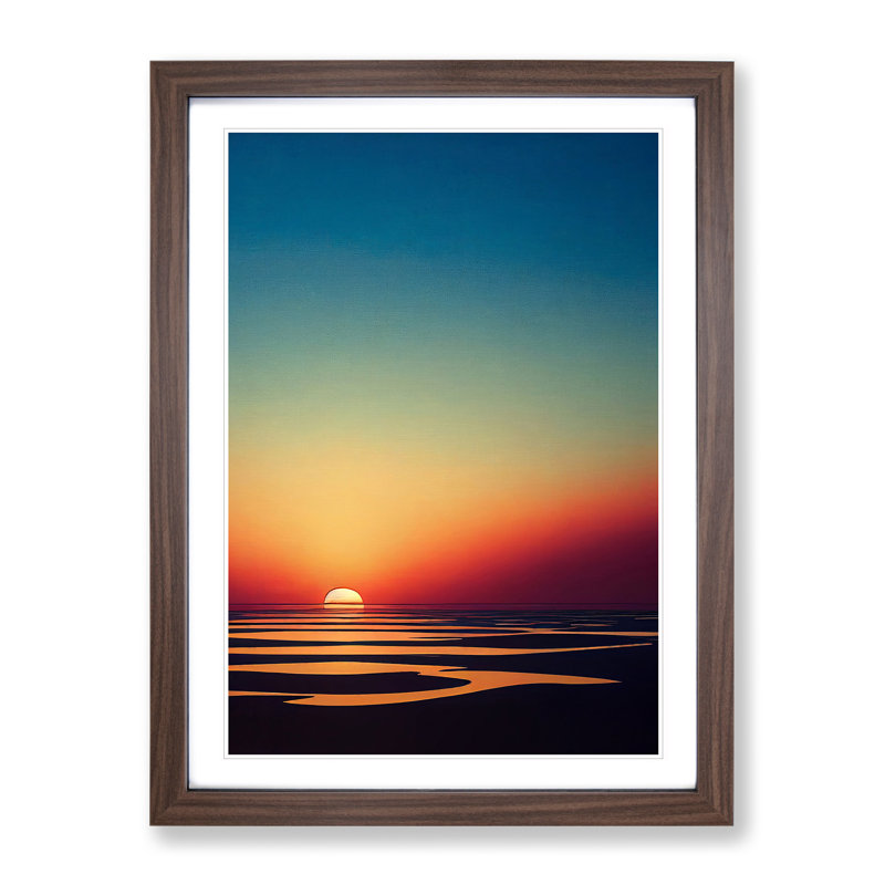 Shimmering Sunset - Wall Art, 48cm H x 36cm W, Walnut Framed, White