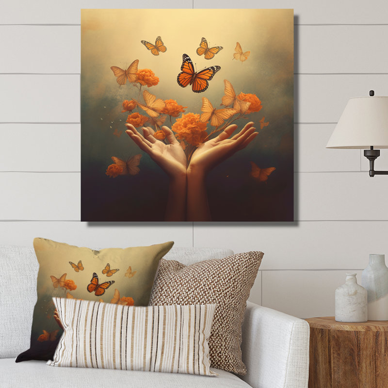 «Blossoming Butterfly Blessing Mudra» sur impression sur toile, H 36 po x l 36 po x P 1,5 po, Toile tendue