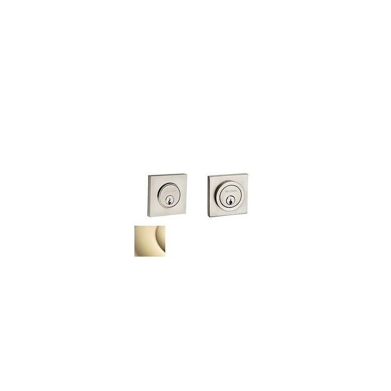 Contemporary Square Double Cylinder Deadbolt, Lifetime (PVD) Polished Brass