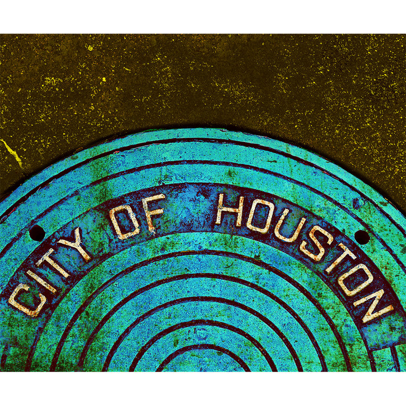Houston Manhole Cover, Houston Texas - reproduction de photo sur toile tendue, H 20 po x l 24 po x P 1,5 po