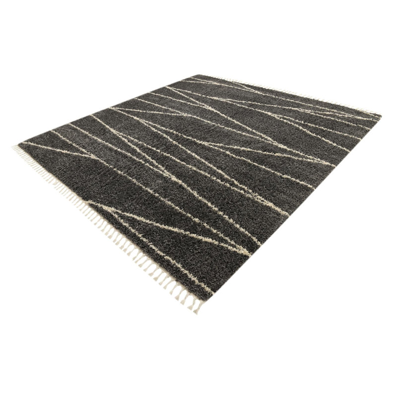 Ananya Striped Gray Area Rug, Square 10'