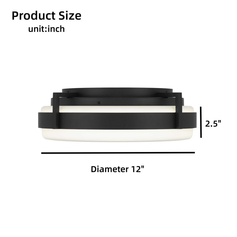 12-Inch Integrated Round LED Recessed Light, Ceiling Light, Five Color Temperatures, 4.5" H x 12" W x 12" D, 20 W