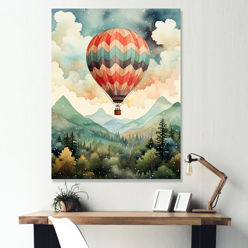 Charme classique de montgolfière - salon d'art mural en montgolfière, Toile tendue, H 44 po x l 34 po x P 1,5 po
