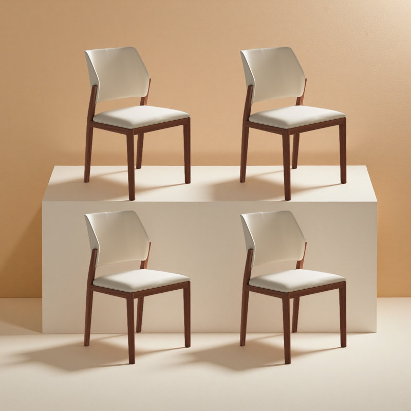 Ensemble de 4 chaises de salle à manger modernes entièrement assemblées en similicuir avec pieds en bois massif, 4