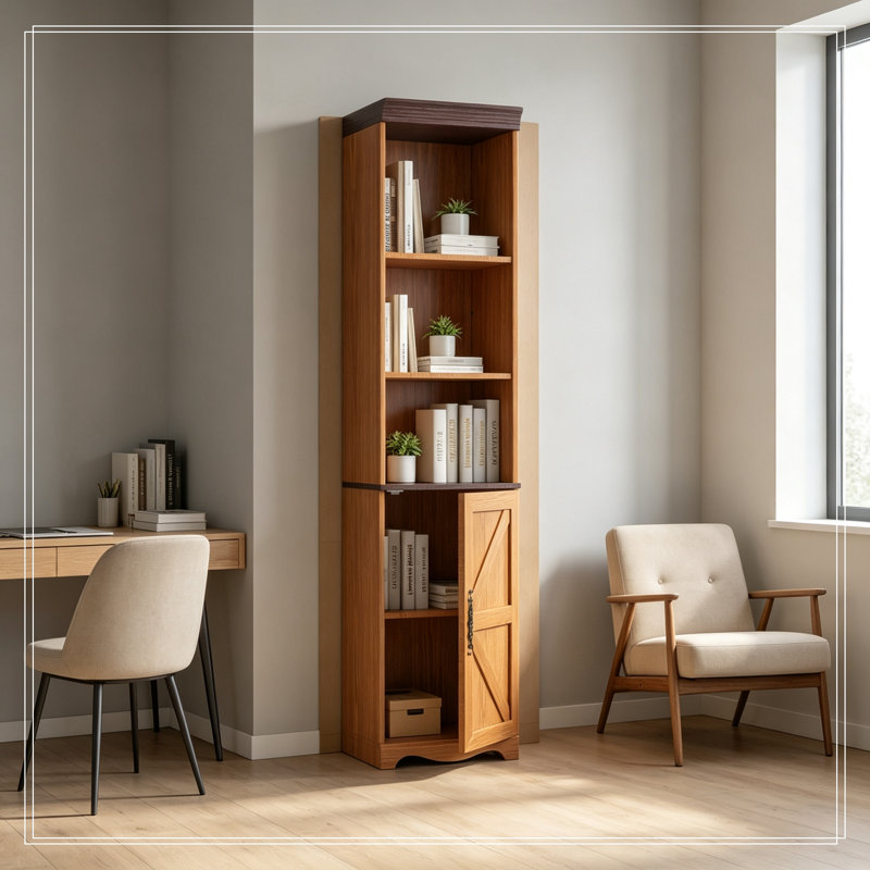 Armoire cubique autoportante avec 5 tablettes, Chêne foncé