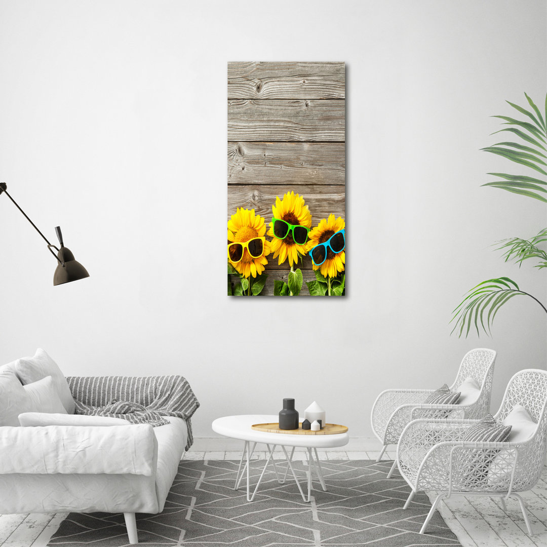 Sonnenblumen Gläser - Kunstdrucke auf Leinwand